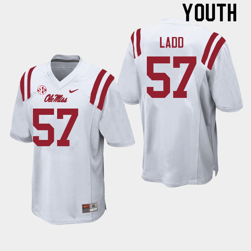 Clayton Ladd Ole Miss Rebels NCAA Youth White #57 Stitched Limited College Football Jersey WFG0458OR